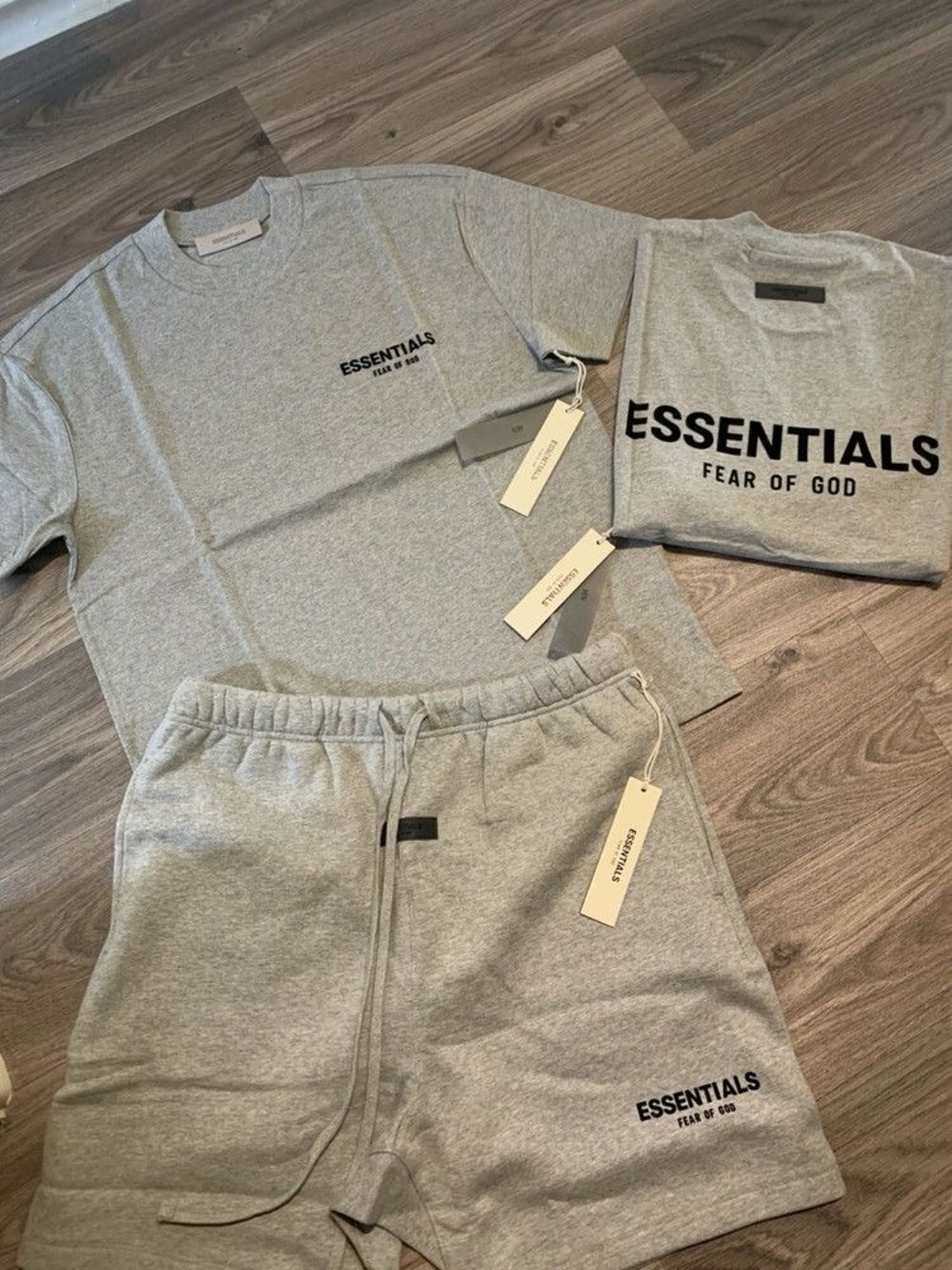 ESSENTIALS Fear of God Grey Logo Athletic Shorts